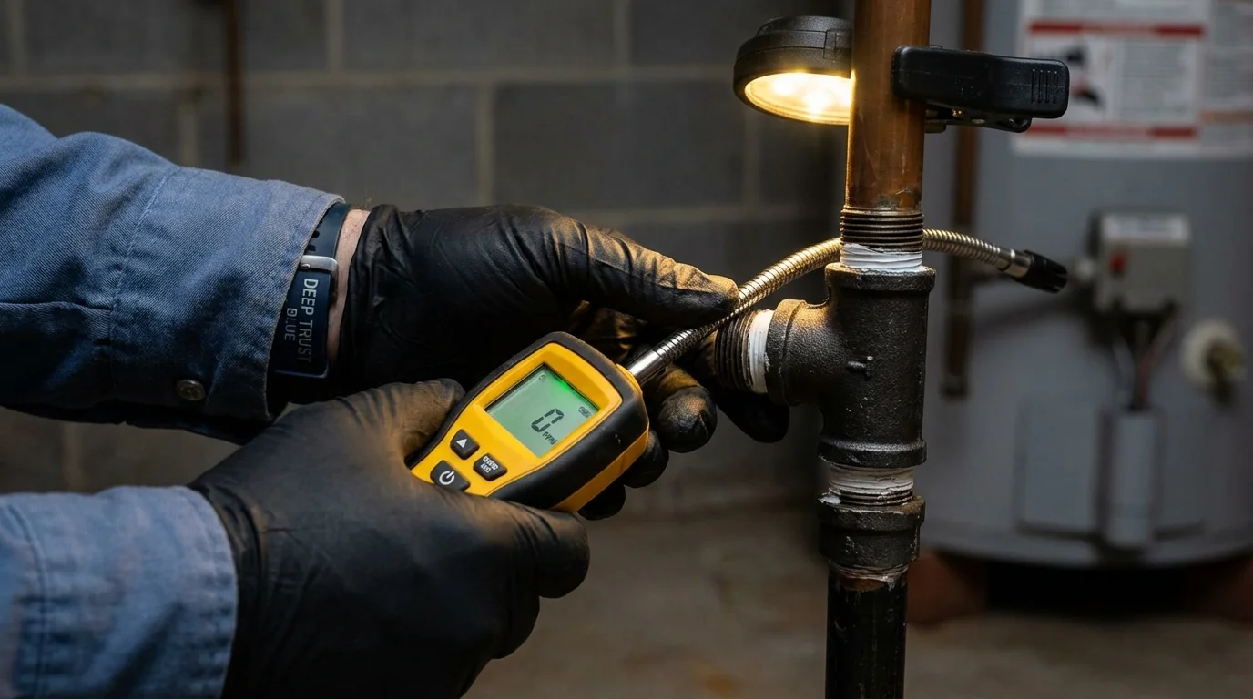 Gas leak detection with electronic sniffer by Johns Plumbing LLC in Neenah