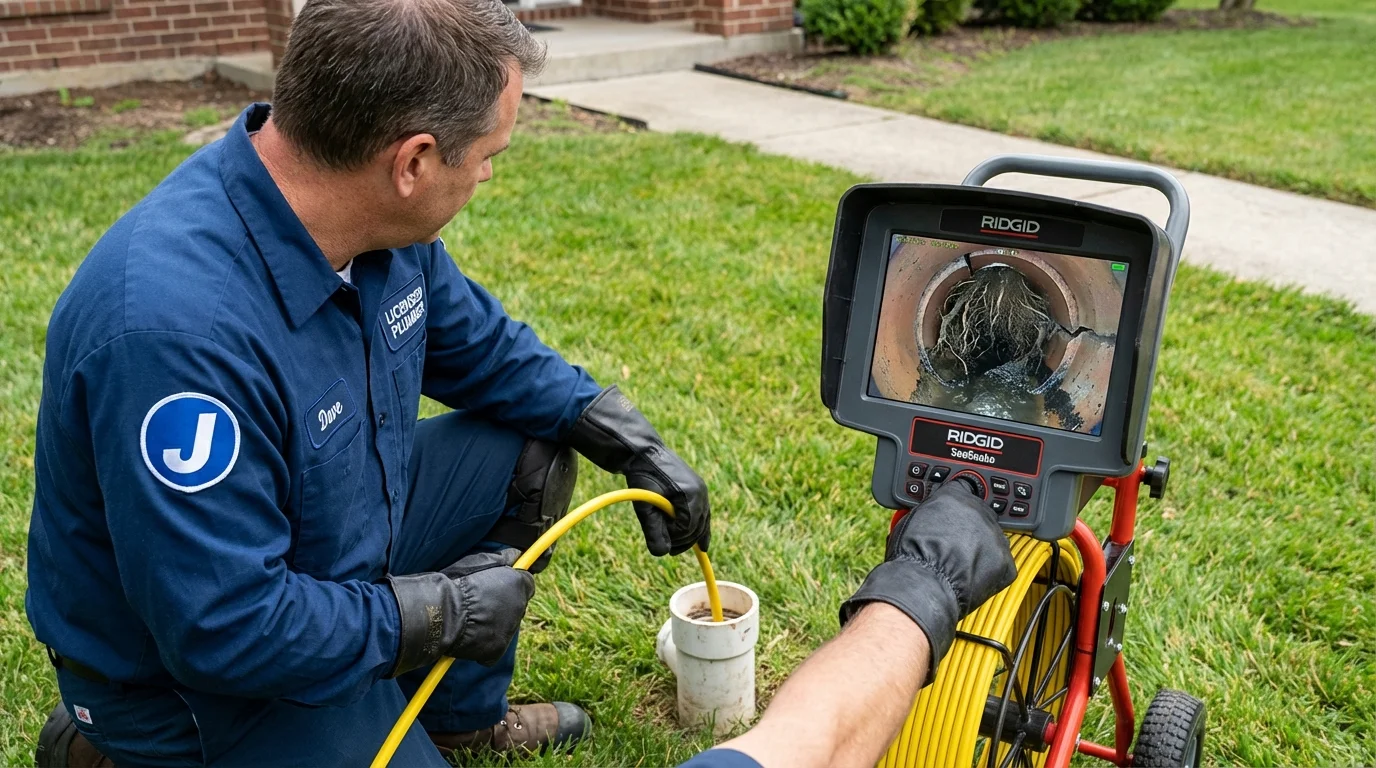 Sewer camera inspection being performed by Johns Plumbing LLC in Neenah