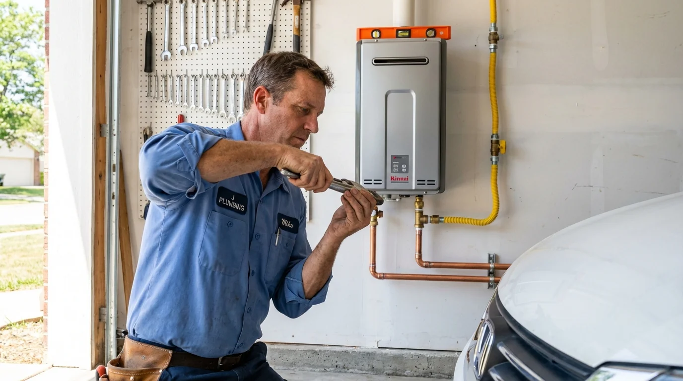 Tankless water heater installation by a Johns Plumbing LLC plumber in Neenah